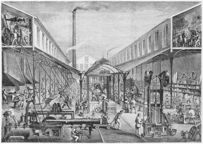 Grandes industrias, talleres de construcción, aserradero y herramientas de máquinas en la Compañía Arbey de Emile Bourdelin